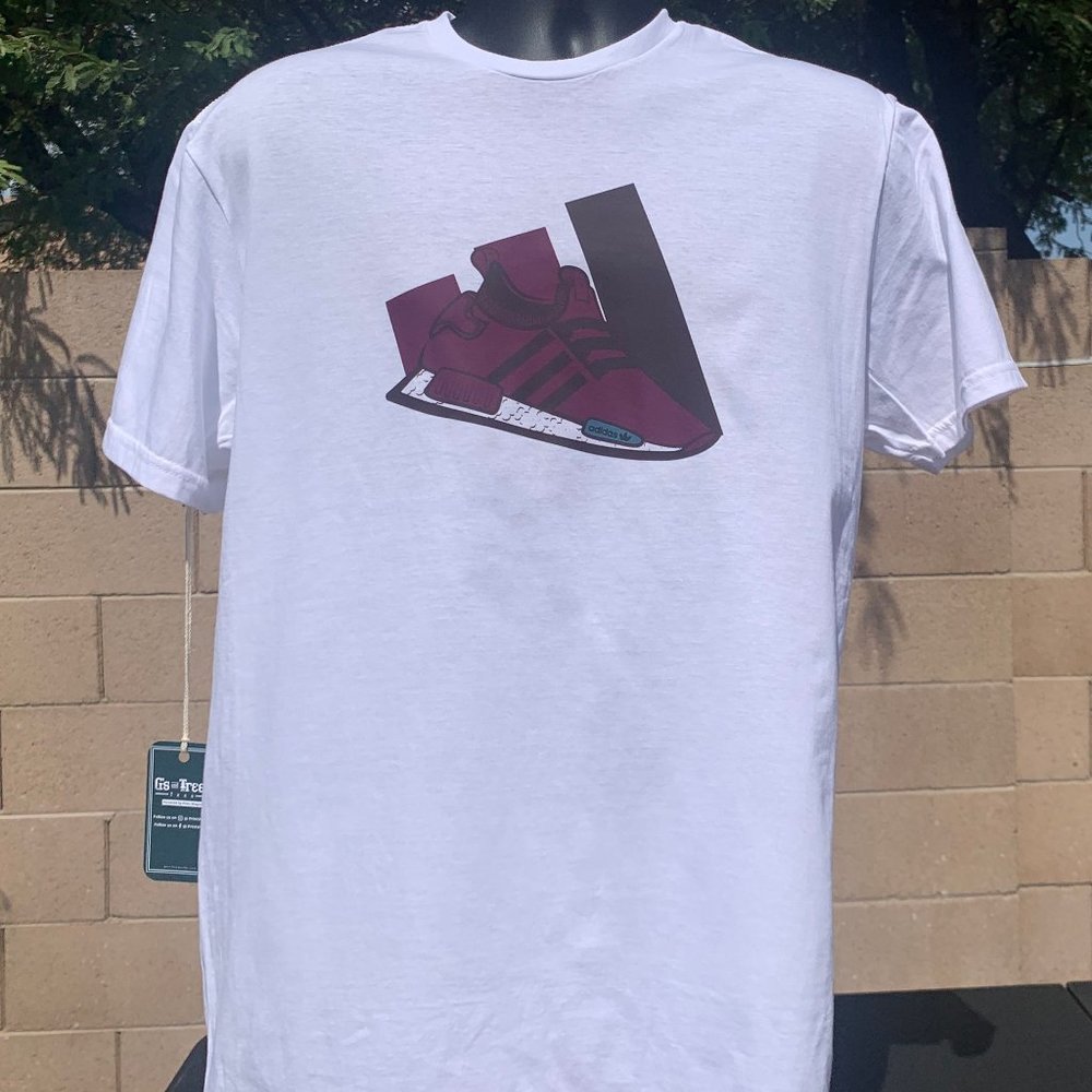 NMD (Maroon) White Shirt